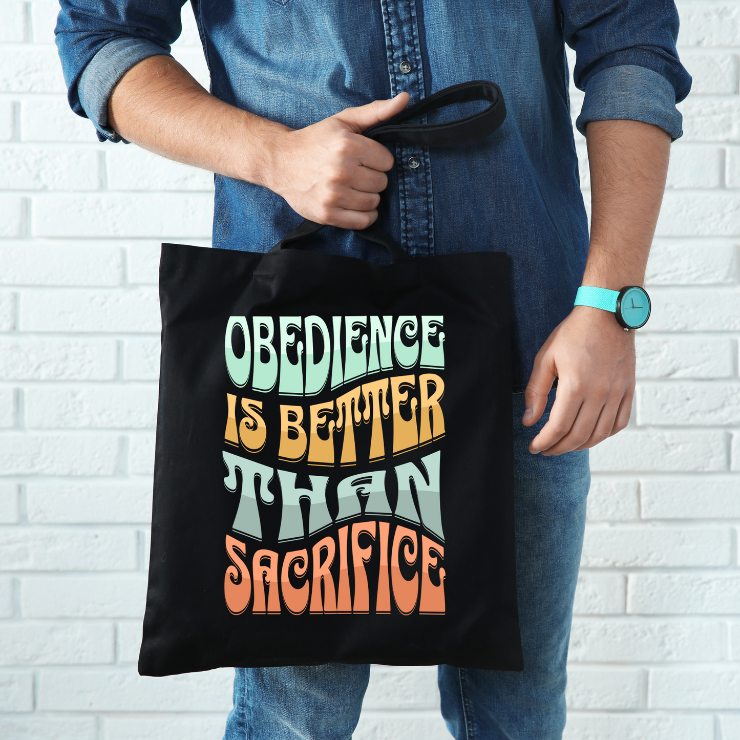 Bible Tote Bag Obedience Is Better Than Sacrifice, Christian Tote Bag