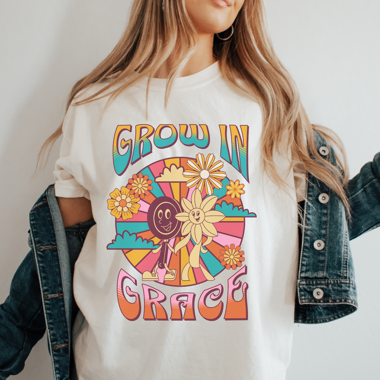 Women's Trendy Christian Tee, Grow In Grace, Cute Christian Shirt, Grace Tshirt, Boho Christian Shirt