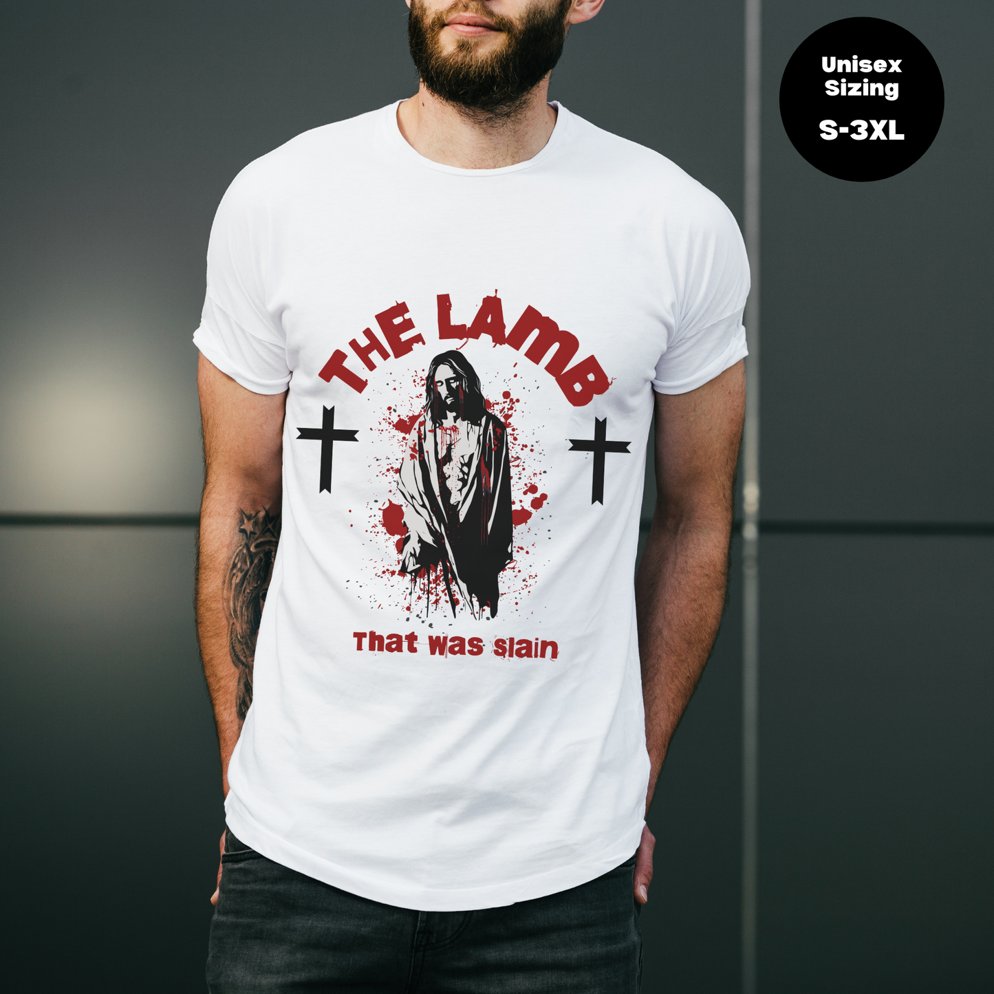 Christian Streetwear, Christian Graphic T Shirt, The Lamb That Was Slain Jesus Shirt