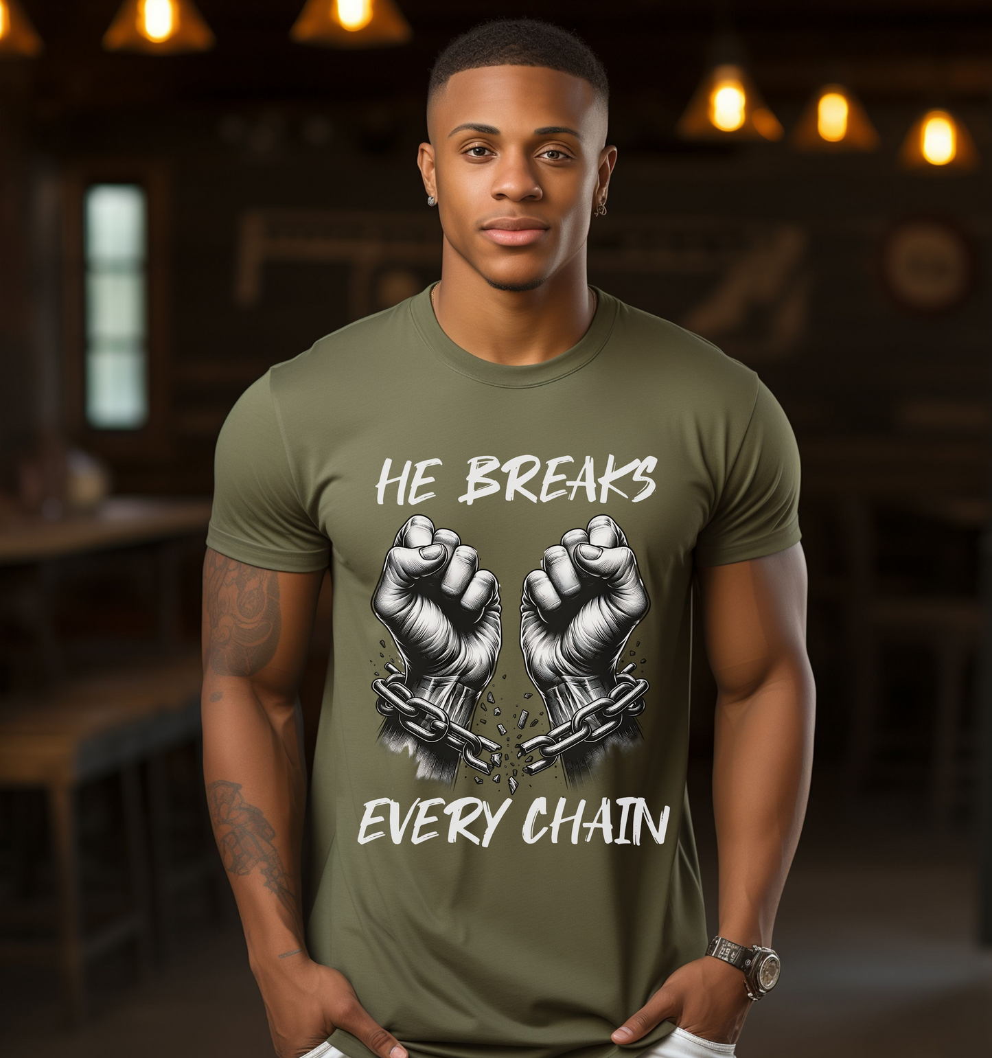 Christian Streetwear, Christian Graphic T-Shirt, He Breaks Every Chain, Deliverance Shirt