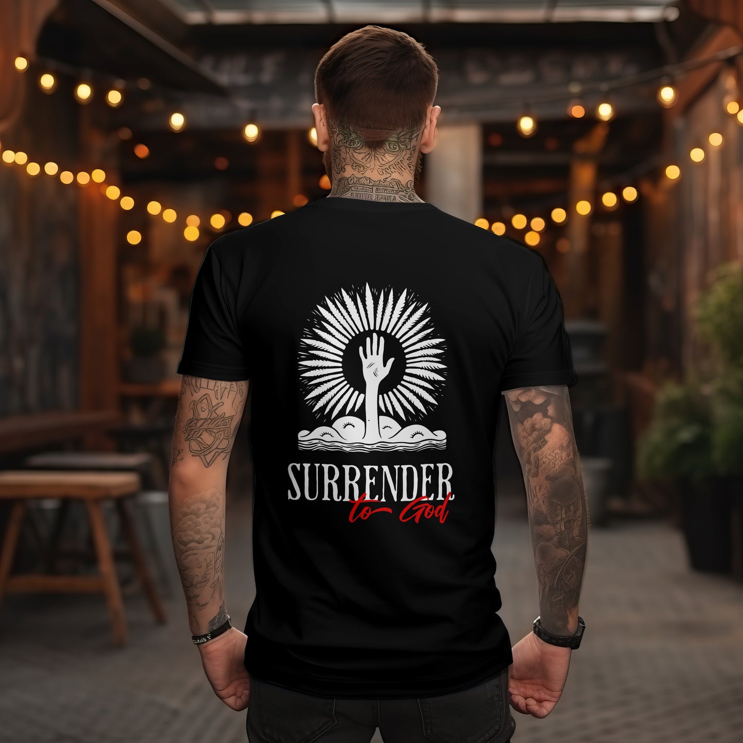 Unisex Christian Graphic Tee, Christian Streetwear, Surrendered To God, Modern Christian Apparel