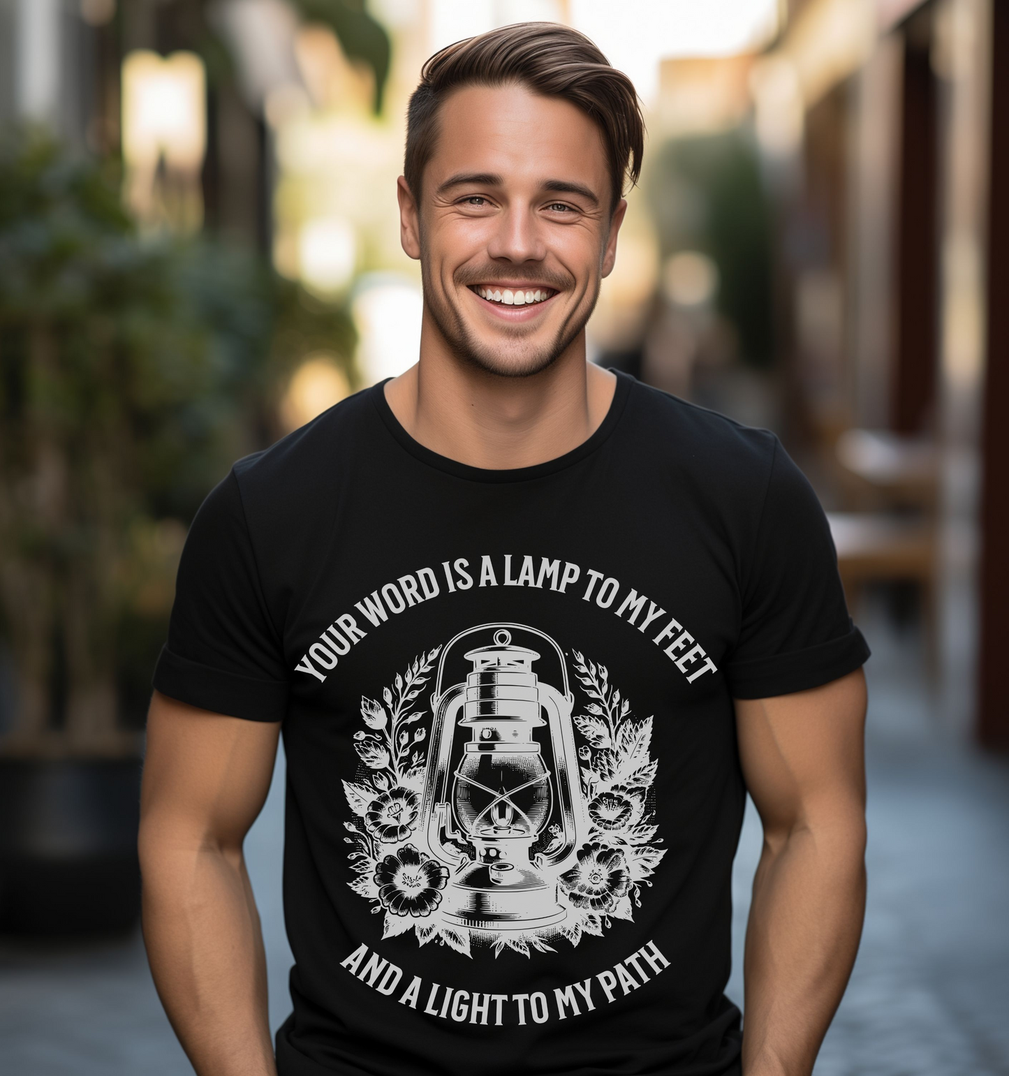 Unisex Christian Bible Verse Tee, Your Word Is A Lamp To My Feet, Faith-Based Clothing