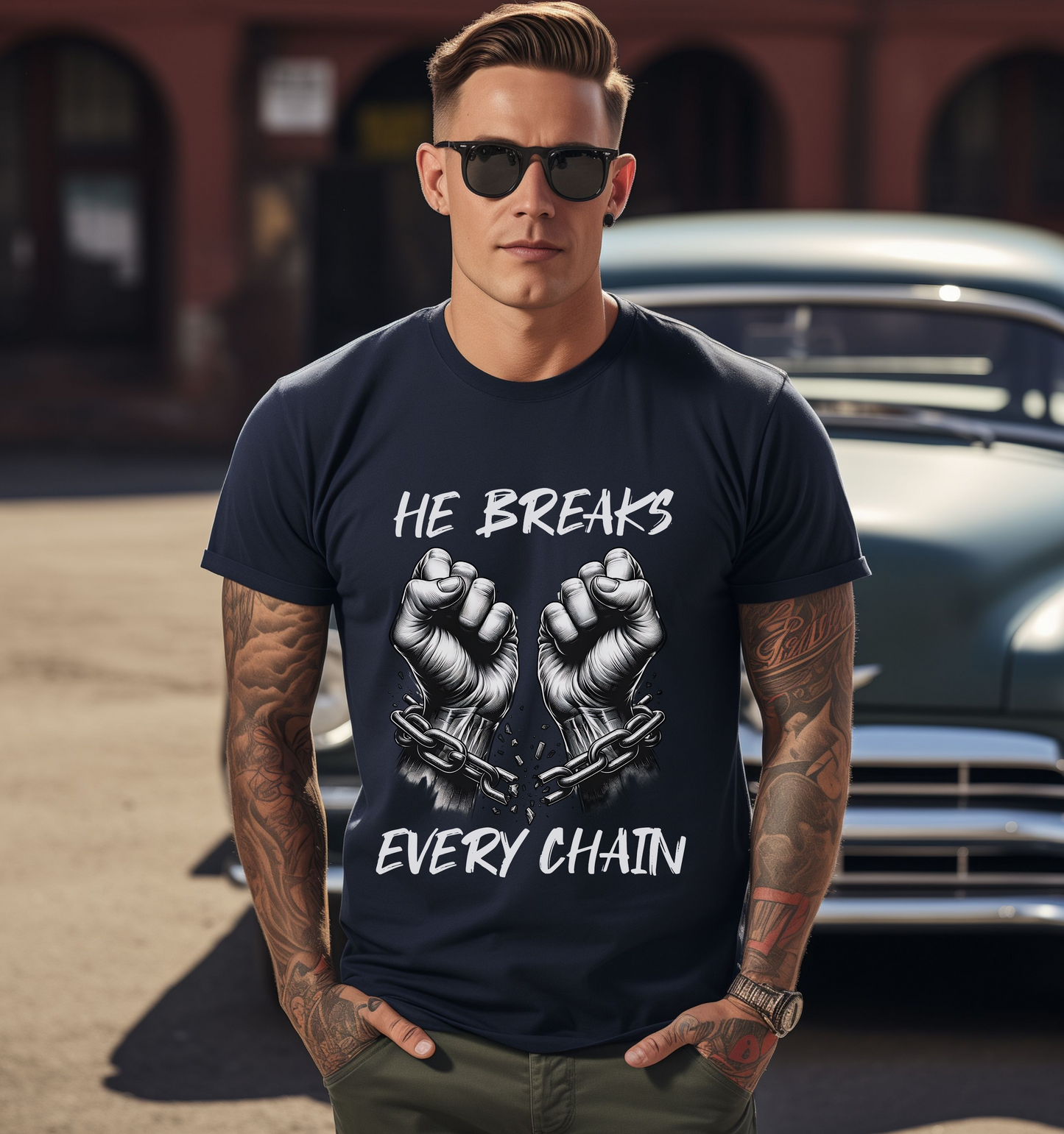 Christian Streetwear, Christian Graphic T-Shirt, He Breaks Every Chain, Deliverance Shirt