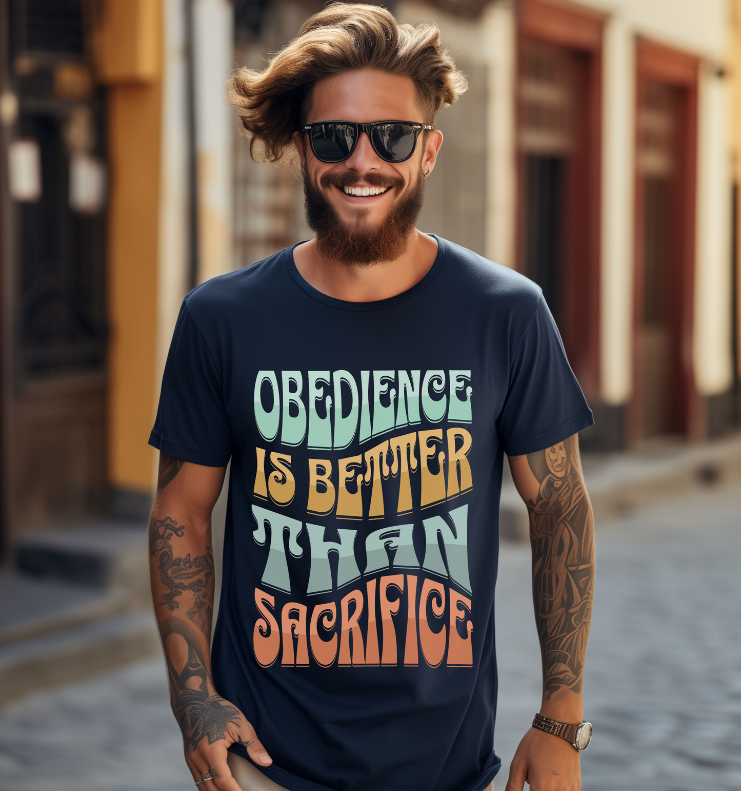 Christian Graphic Tee, Obedience Is Better Than Sacrifice, Bible Verse T-shirt