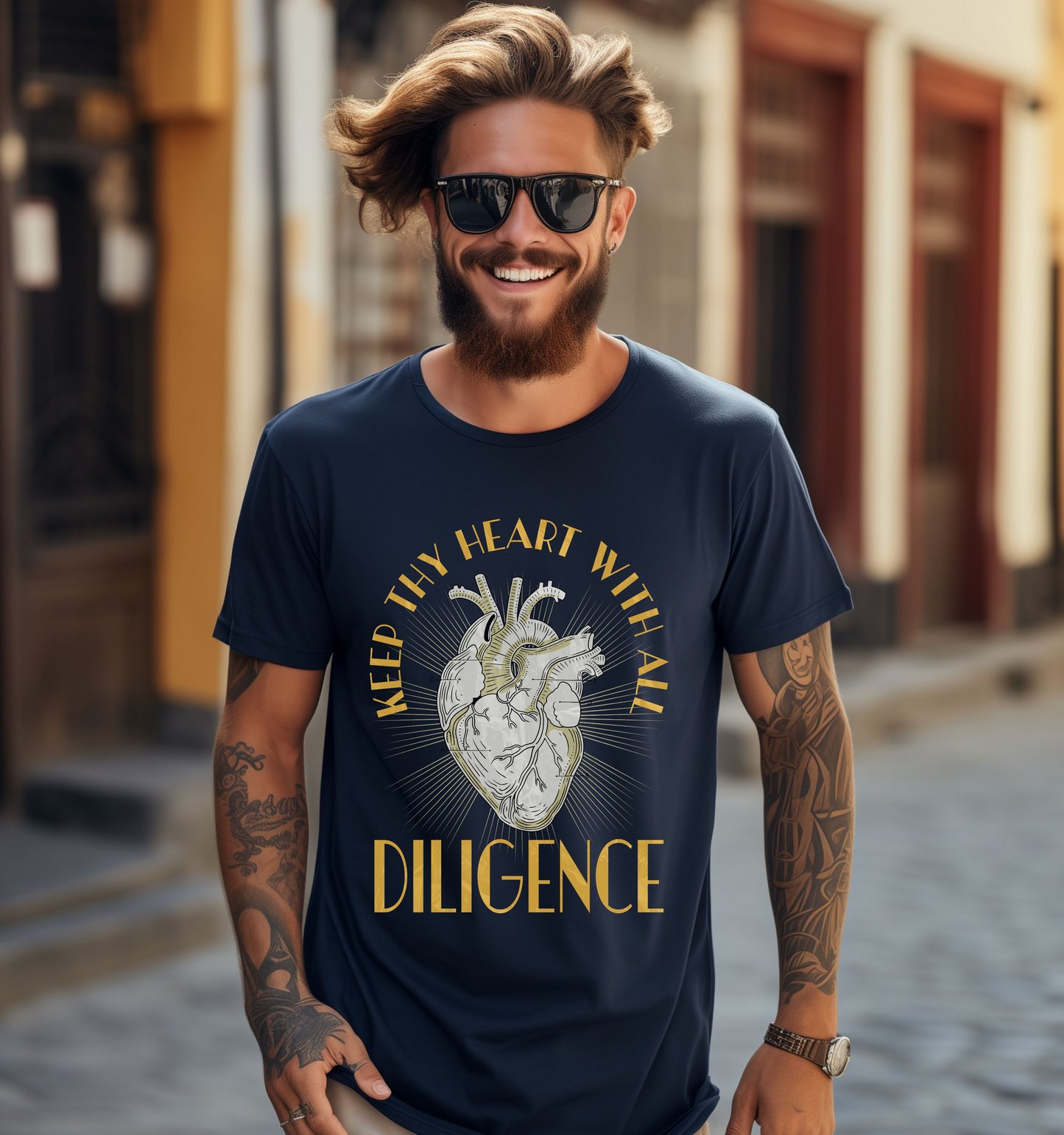 Unisex Trendy Christian T-Shirt Graphic Tee, Keep Thy Heart With All Diligence