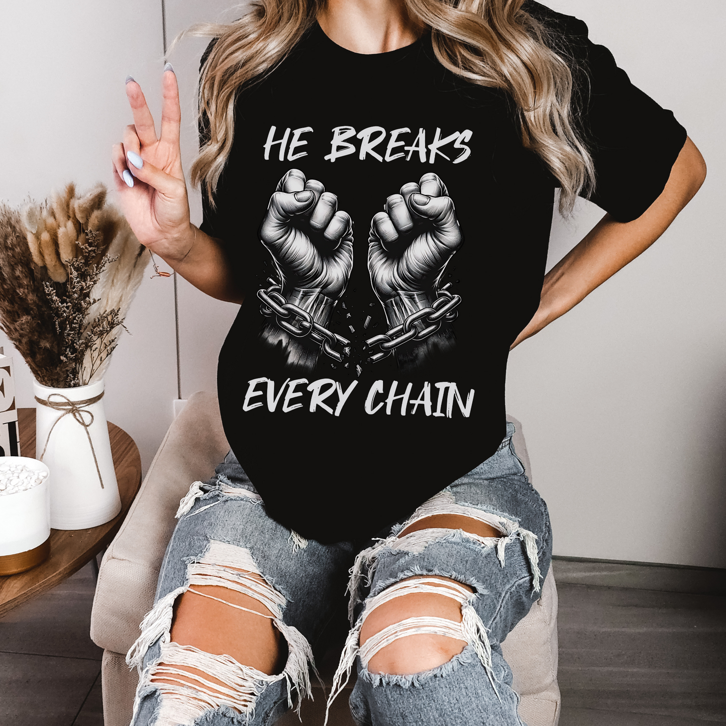 Christian Streetwear, Christian Graphic T-Shirt, He Breaks Every Chain, Deliverance Shirt