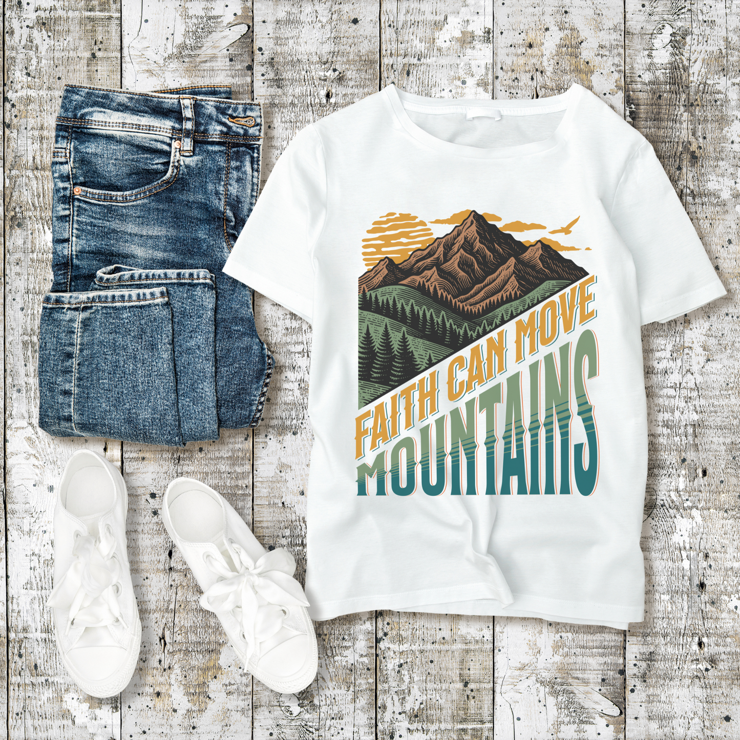 Unisex Faith Can Move Mountains T-Shirt, Christian Tee