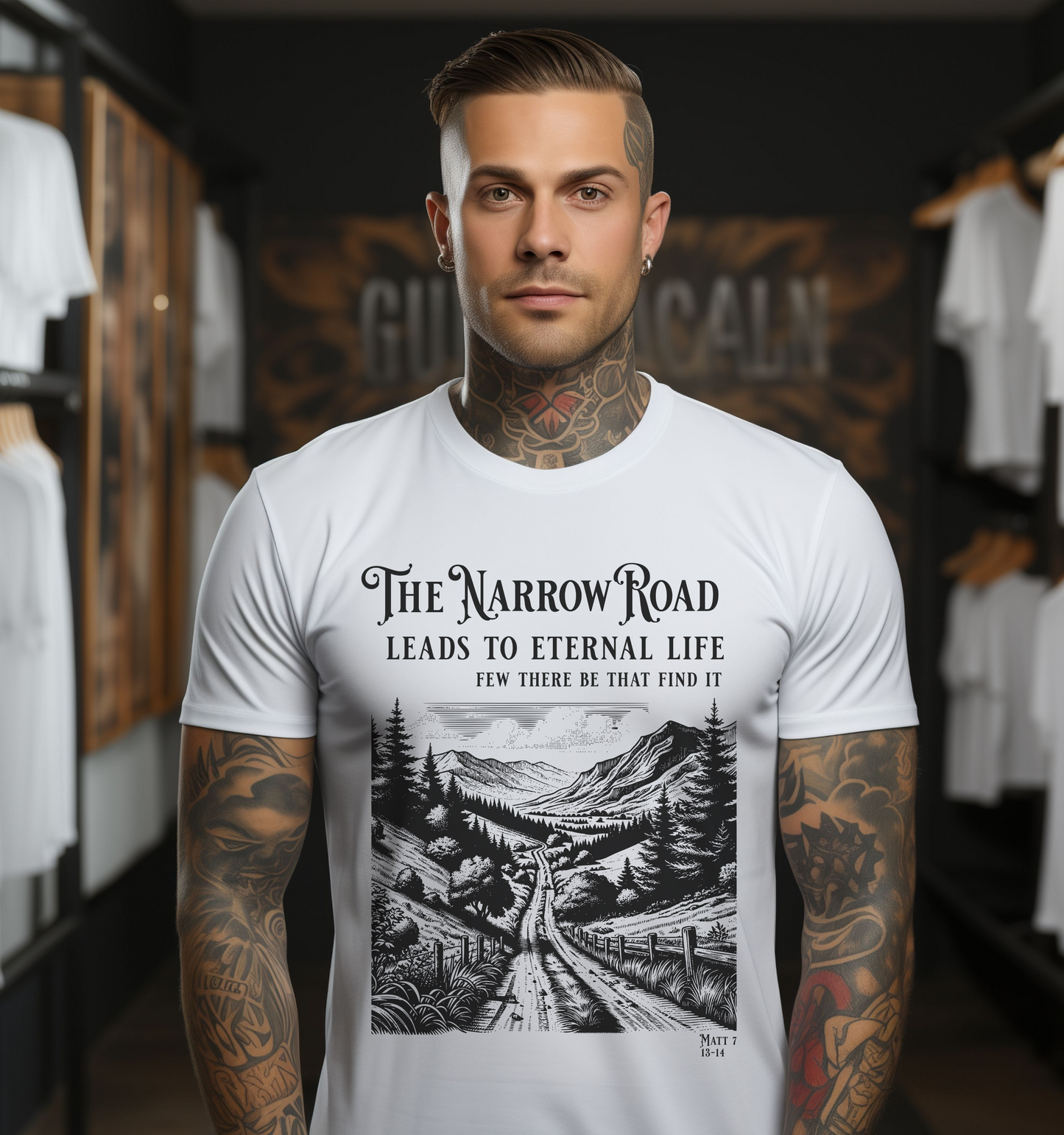 The Narrow Road Bible Verse Shirt, Christian Graphic T Shirt, Christian Merch