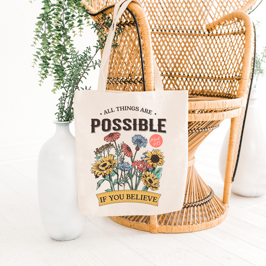 bible tote bag all things are possible christian tote bag