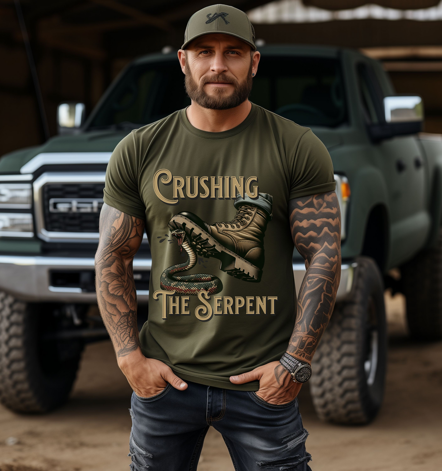 Crushing The Serpent, Men's Christian Graphic T Shirt, Christian Merch