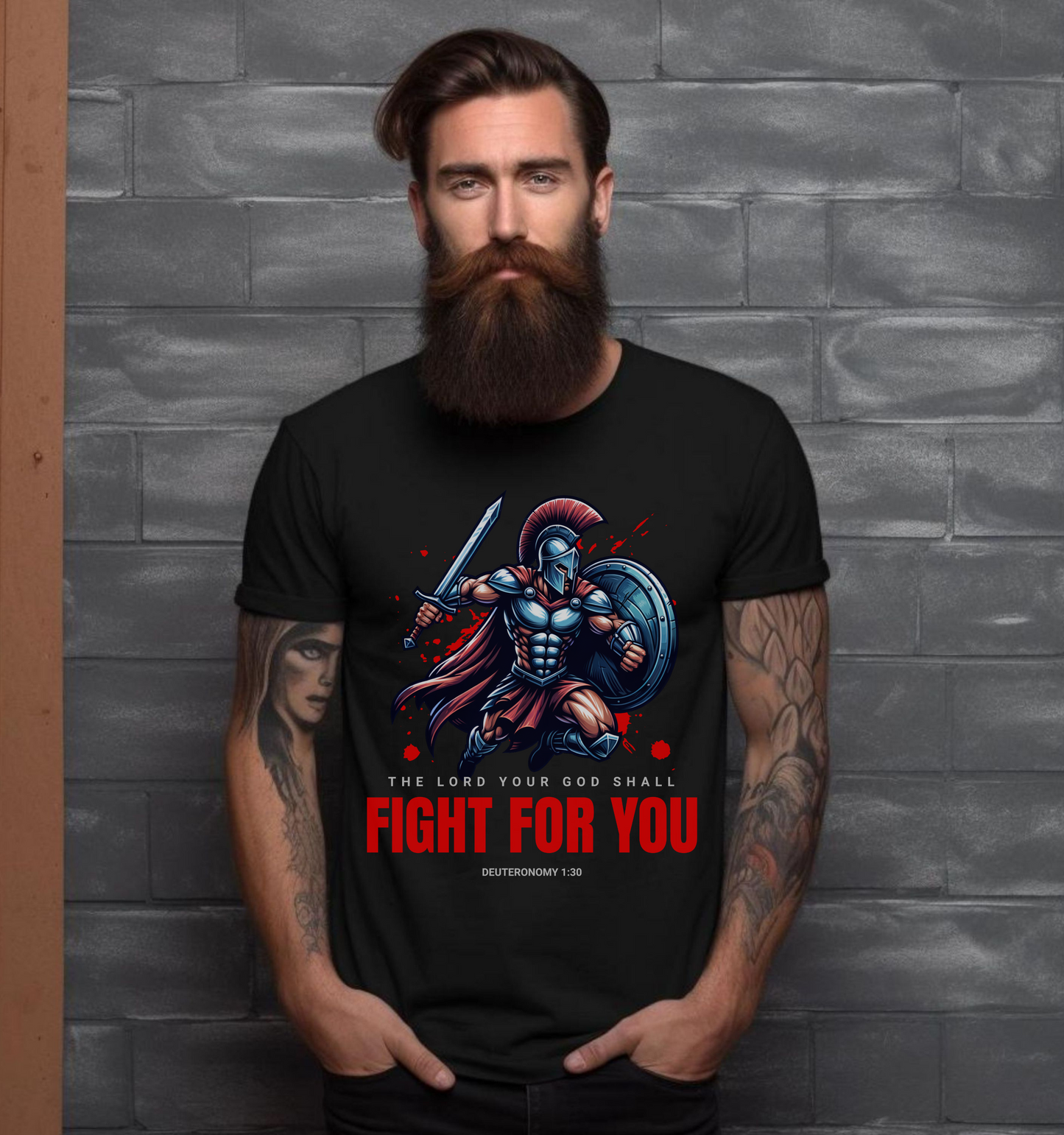 Mens Christian Shirt, God Shall Fight For You, Christian Graphic Tee, Christian Apparel