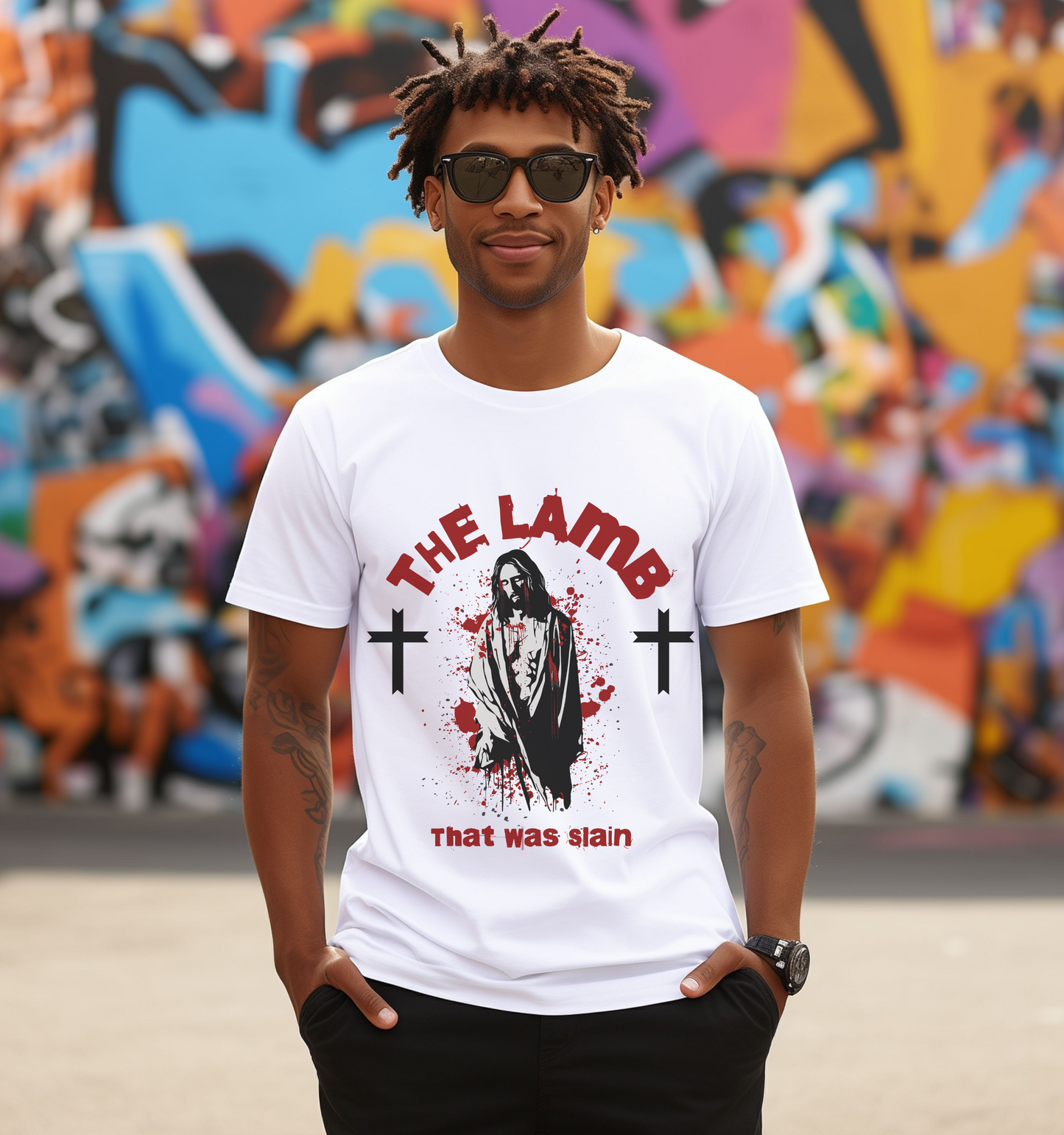 Christian Streetwear, Christian Graphic T Shirt, The Lamb That Was Slain Jesus Shirt